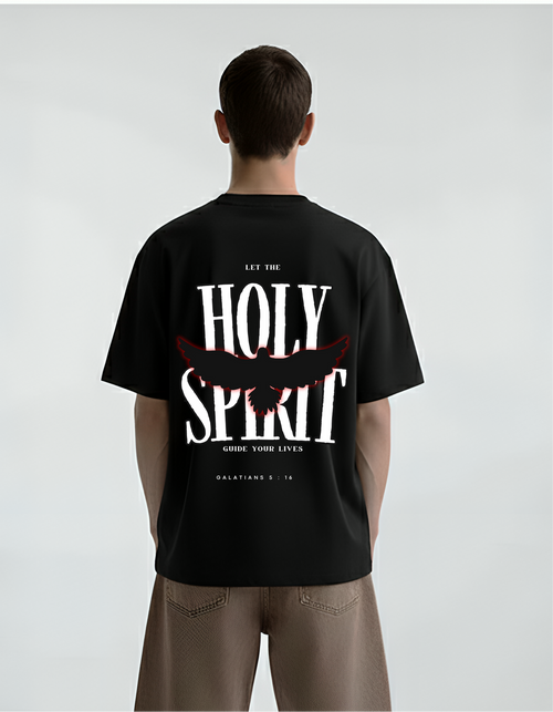 "Holy Spirit" Dove Graphic Oversized Tee - Black