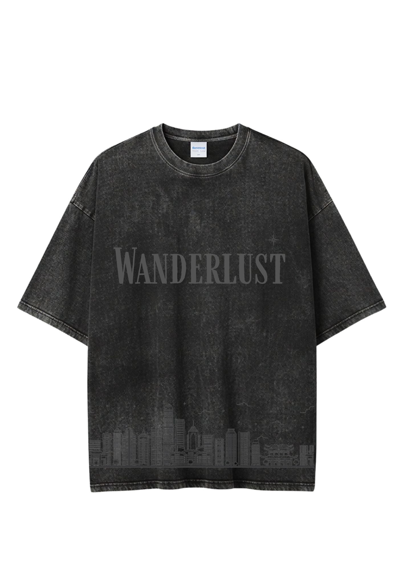 "Wanderlust" Oversized Cityscape T-Shirt - Vintage Wash